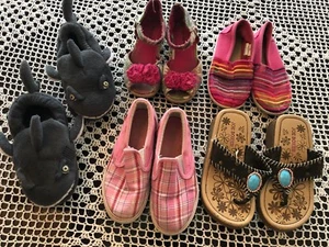 5 Pair Children's Shoes Girls Size 9-10 Youth Sandel FlipFlop Shark Slipper  - Picture 1 of 12