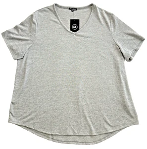 Knapp Studio Long Sleeve V Neck T-shirt Gray Women's Size 3XL Tunic Poly Blend - Picture 1 of 11