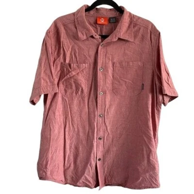 Merrell Men’s Casual Button Down Short Sleeve Shirt, Faded Red Color, Sz XL - Image 1 of 4