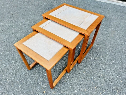 Beautiful Mid Century Danish Toften Mobelfabrikken Nesting Tile Tables Set Cover