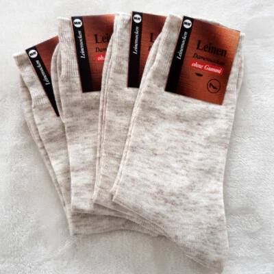 4 Paires Femmes Lin Chaussettes 50% 50% Bw Sans Caoutchouc Natur-Melange 35 À 42 - Image 1 of 2