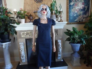 Red Valentino Navy Blue Virgin Wool Sheath Dress w/Bow Detail Size US 4 - Picture 1 of 23