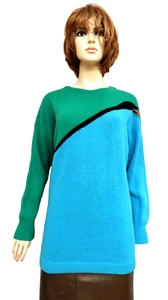 Krizia Maglia Women's Sz S Snake Knit Sweater Pullover Blue Wool Lambswool Vtg - Picture 1 of 12