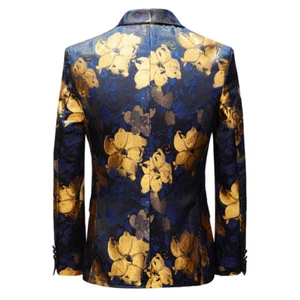 Men Jacquard Flower Suit Jacket Blazer Dinner Party Stage Dress Costume Coat - Picture 1 of 10