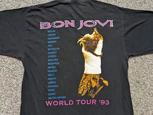 Vintage Jon Bon Jovi Shirt Adult Large World Tour 1993 Single Stitch Band Mens - Picture 1 of 13