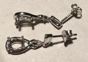 Earring Blanks Solid Sterling Silver -14k Gold or Rhodium Plated 7x5 mm & 8x6mm - Picture 1 of 11