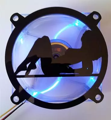 Custom 120mm SEXY GIRL Computer Fan Grill Gloss Black Acrylic Cooling Cover Mod - Image 1 of 3