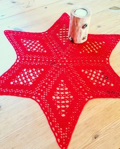 Häkeldeckchen Häkeldecke Decke Stern 51 cm Mitteldecke rot Advent Handarbeit - Bild 1 von 2