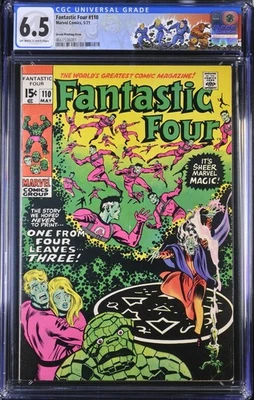 Fantastic Four #110 (1971) - Rare Green Printing Error - CGC 6.5 Custom Label - Image 1 of 2