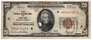 $20 1929 Federal Reserve Bank Note Boston Fr#1870-A - Picture 1 of 2