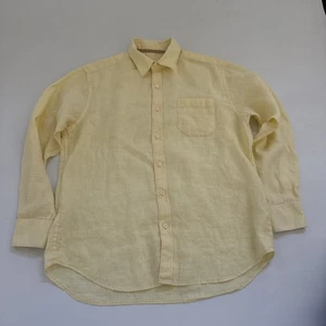 Vintage Tommy Bahama 100% LEINEN Hemd Herren Medium Langarm Gelb Beachy - Bild 1 von 8