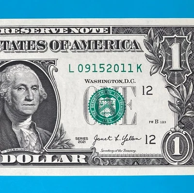 September 15, 2011 (L 09152011 K) BIRTHDAY Note $1 One Dollar Bill *UNC* - Image 1 of 4
