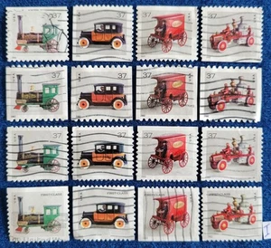 US Stamps 2002 Antique Toys Set of All 16 Different Stamps Used Off Paper #3626+ - Picture 1 of 2
