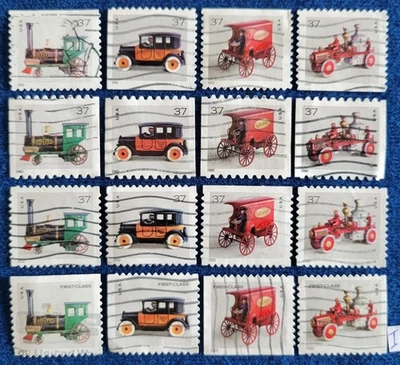 US Stamps 2002 Antique Toys Set of All 16 Different Stamps Used Off Paper #3626+ - Image 1 of 2