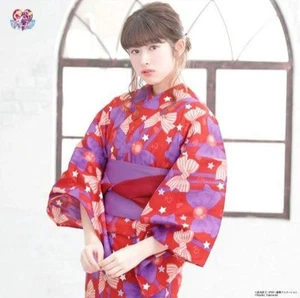 Sailor Moon Mars Yukata & Obi Set Cosplay Kimono Outfit Used Japan - Picture 1 of 6