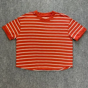 Madewell Everyday Crop Tee Shirt Chaffee Stripe Womens Large L Red White Casual - Picture 1 of 12