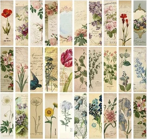30x Vintage Style Flower Book Marks Bulk Set for Women Men Book Lovers Gift - Picture 1 of 5
