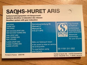Fichtel & Sachs, Betriebsanleitung Nummer 527.2/1DFE Sachs-Huret Aris - Bild 1 von 3