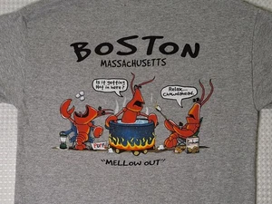 Boston Massachusetts Lobsters Mellow Out Souvenir graues T-Shirt Größe M Duck Co - Bild 1 von 9