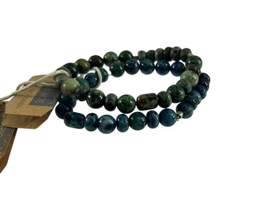 Lote 2 Pulseras Elásticas Azurita Turquesa Africana Cuentas Piedras Preciosas Naturales Foto 1 de 4