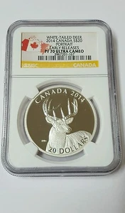 2014 Canada White-Tailed Deer S$20 Portrait Early Releases PF 70 F/R Ultra Cameo - Picture 1 of 2