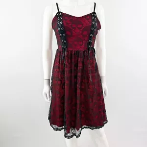Unbranded Black Skull Lace Corset Dress Size M Punk Gothic Devilcore Halloween - Picture 1 of 9