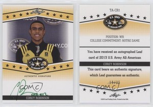 2013 Leaf US Army All-American Bowl Tour Green Ink /25 Corey Robinson Auto
