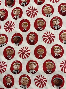 ELF ON THE SHELF Peppermint Cotton Fabric RED Christmas Quilting Treasures 17x44 - Picture 1 of 4