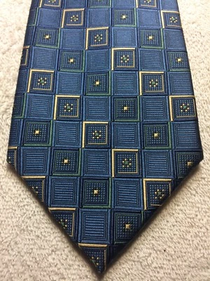 HAGGAR MENS TIE BLUE WITH GOLD AND GREEN 4 X 60 NWOT  - Image 1 of 4