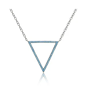 Sterling Silver Nano Simulated Turquoise Open Triangle Necklace - Picture 1 of 3