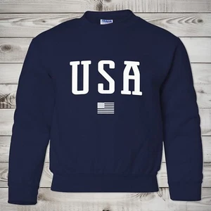USA Kids Sweatshirt | USA Youth Crewneck Sweatshirt | USA Sweatshirt - Picture 1 of 6