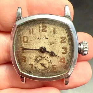 Vintage 1930s Elgin USA Art Deco Watch Jeweled For Parts Or Repair 32688169 - Picture 1 of 9
