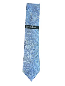 Herren Kenneth Roberts Platin Anthrazit Blau Paisley Krawatte Muster Reine Seide - Bild 1 von 5