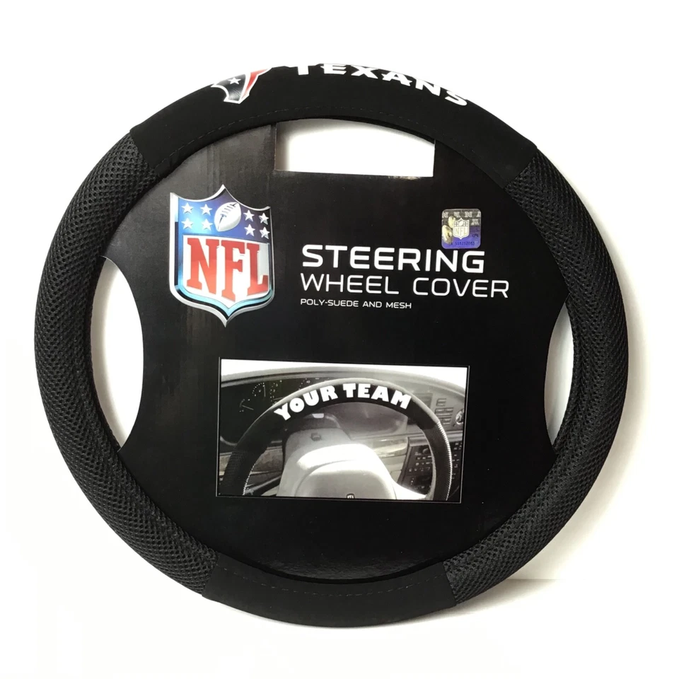 Capa de volante automática Houston Texans NFL futebol camurça poli malha carro caminhão  - Imagem 1 de 4
