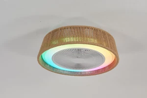 Modern Rustic Ceiling Fan Light with LED RGB Mood Lighting, or Dining Room - Picture 1 of 5
