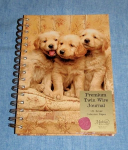 Journal PUPPY TRIO 8x6 -Markings by C. R. Gibson- Twin Wire Notebook Lined Pages - Picture 1 of 5