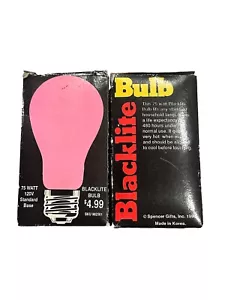 Pair (2)Vtg 1990s SPENCER GIFTS Blacklite Bulbs 75 Watt 120 Volt for Posters NOS - Picture 1 of 13