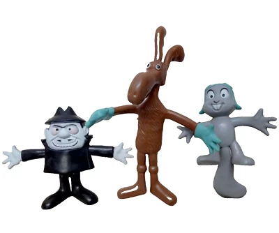 LOTE DE FIGURAS FLEXIBLES 1972 WHAM-O Rocky Bullwinkle Boris 1972 Foto 1 de 4
