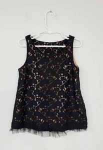 Gap Kids Girl Party Tank Black Lace Tulle  Sleeveless Top 6/7 EUC - Picture 1 of 6