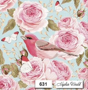 (631) Individuelle Papier Luncheon Decoupage Servietten - SWEET BIRD & ROSA ROSEN - Bild 1 von 3