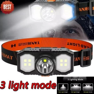 Waterproof LED Headlamp Super Bright Head Torch USB Rechargeable COB Headligh UK - Picture 1 of 16