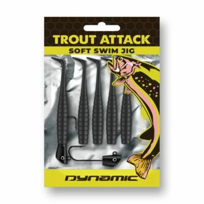 Paddle Tail Soft Bait, Dynamic Lures TROUT ATTACK, Swimbait (Black)
