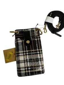 Patricia Nash kleine schwarz weiß karierte Premium Leder Schulter Handgelenktasche - Bild 1 von 3