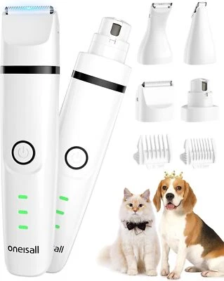 Oneisall 4 in 1 Leise Schermaschine Hund Katze Wiederaufladbar Multifunktional