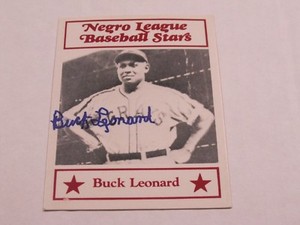 Buck Leonard Autographed Baseball Card JSA Auction Certified 