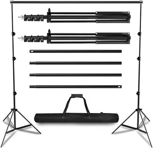 Verstellbares Fotostudio Hintergrundsystem Hintergrundständer 2,6 x 3m - Schwarz - Bild 1 von 5