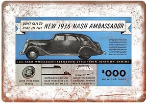 Vintage 1936 Nash Automobil Werbung Retro Look Reproduktion Blechschild A3765 - Bild 1 von 2