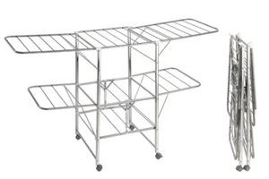 WENKO Mobiler Wäscheständer mit Rollen Edelstahl Wäschetrockner Flügel Leine - Bild 1 von 8