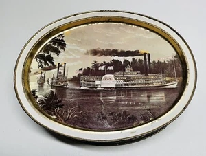 Vintage Sunshine Biscuits 1978 Cookie Oval Tin Tray With 3 Currier & Ives Lithos - Picture 1 of 17