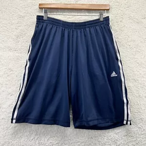 Adidas Mens Shorts Striped Running Gym Climalite Elastic Blue Size Medium M - Picture 1 of 8